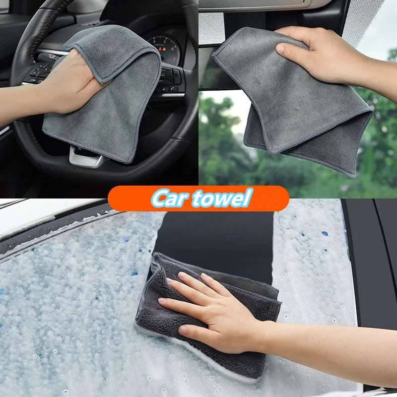 Microfiber Cleaning Towel Thicken Soft Drying Cloth Car Body Washing Towels for Suzuki IGNIS Logo Auto Accessories