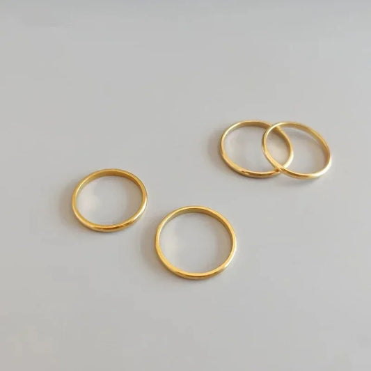 Titanium Steel 18K Gold Plated Joint Thin Woman Plain Ring Folded With Index Finger Pinky Tail Ring Jewelry