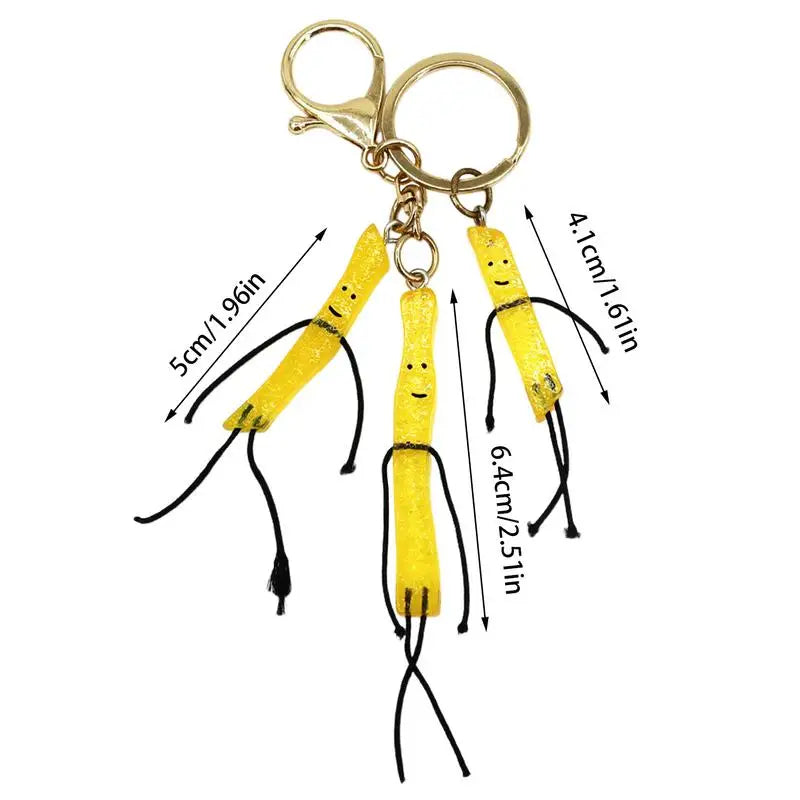 French Fries Keychain Simulation Delicious Food Key Ring Cartoon Fries Pendant Car Key Bag Pendant Decoration Fried Keychain