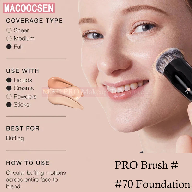 MACOOCSEN PRO Foundation Brush #70 Big Foundation Brush Face Foundation Buffing Brush Soft Touch Synthetic Hair Makeup Tool