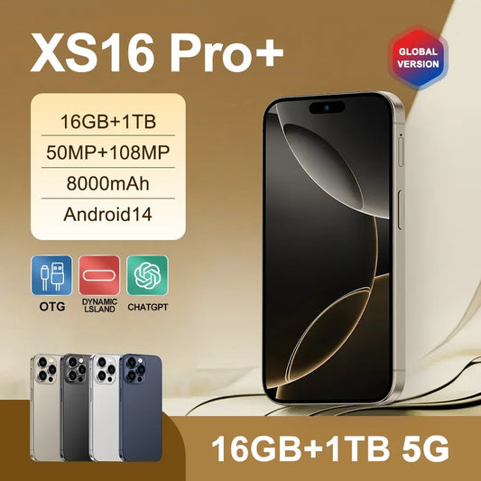 Original Mobile Phones Deals XS16 Pro+ Smartphone 7.3 inch Full Screen 4G 5G Cell Phone 8000mAh Brand New Phones Global Version