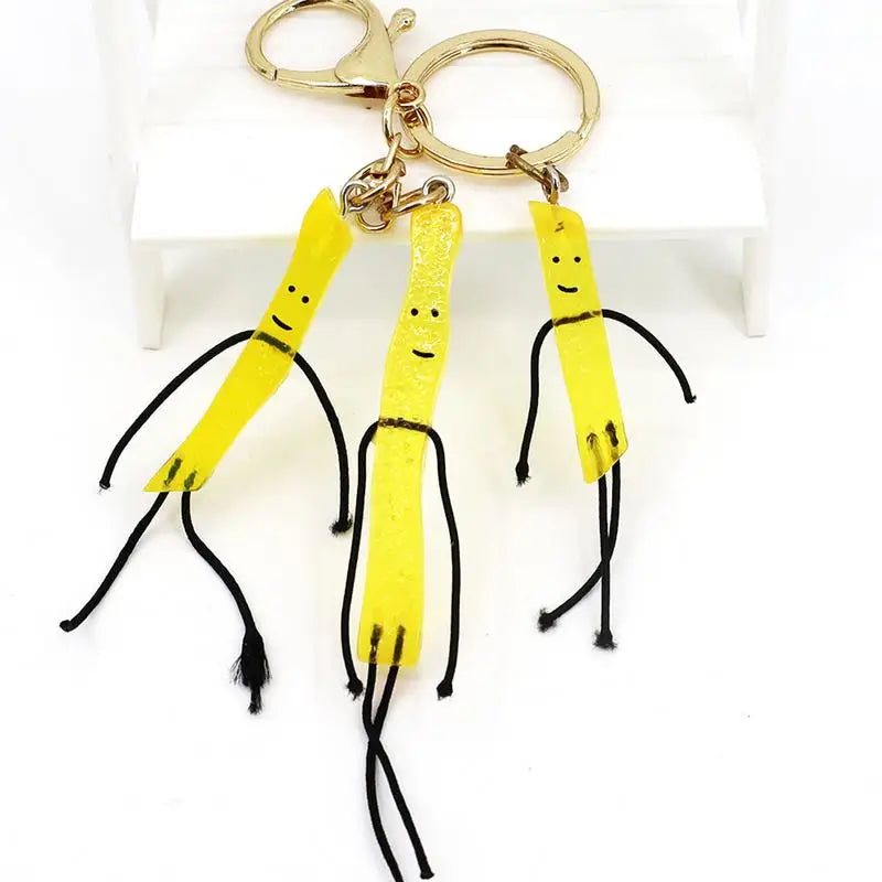 French Fries Keychain Simulation Delicious Food Key Ring Cartoon Fries Pendant Car Key Bag Pendant Decoration Fried Keychain